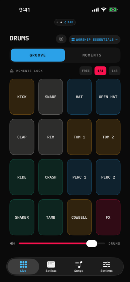 The Groove drum surface